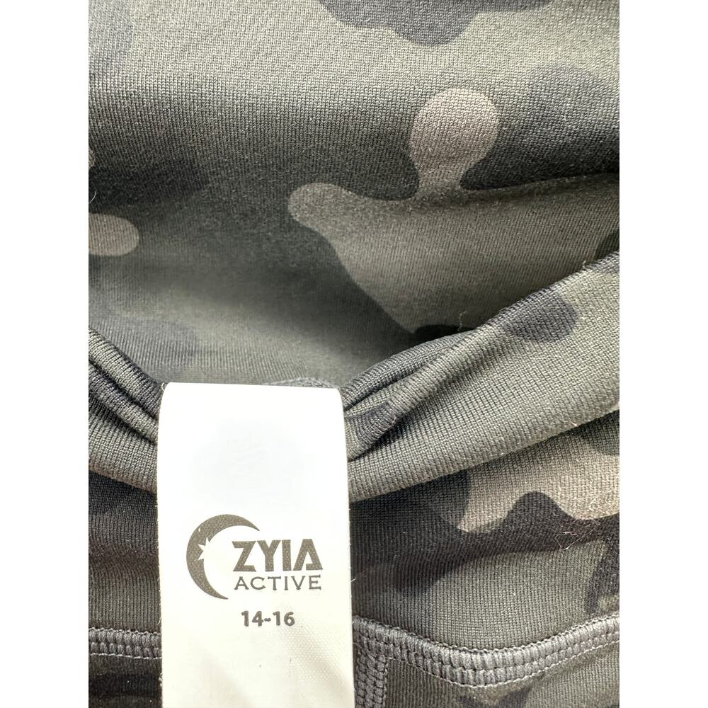 Zyia Active Women 14-16 Green Camo Cropped Capri Leggings Nylon Spandex Blend - Picture 6 of 7